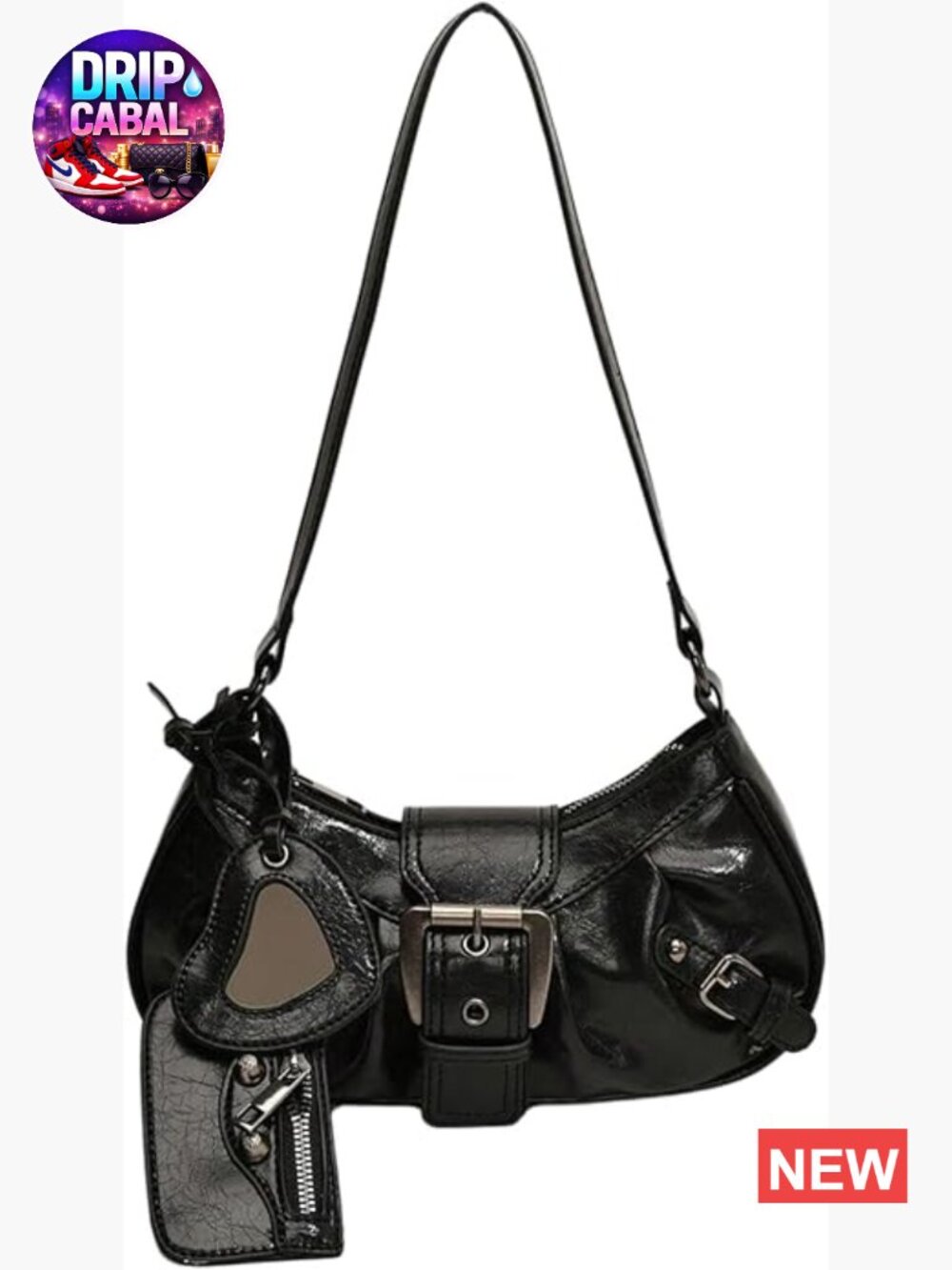 Y2k Shoulder Bag Buckle Western Vintage Hobo PU Leather Handbag with Coin Purse